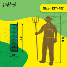 Load image into Gallery viewer, Highland Garden Supply Vertical Hanging Garden Planter 7 Pocket Green