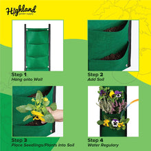 Load image into Gallery viewer, Highland Garden Supply Vertical Hanging Garden Planter 7 Pocket Green