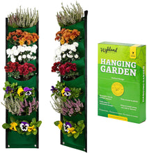 Load image into Gallery viewer, Highland Garden Supply Vertical Hanging Garden Planter 7 Pocket Green
